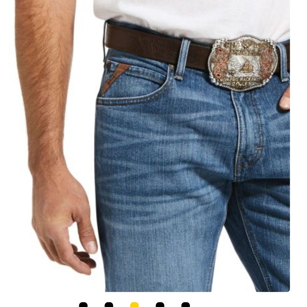 194B. Ariat Men's Relaxed Fit, Distressed Blue Jeans - 34x34